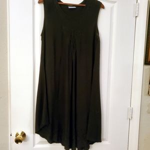 Boutique Black V neck Embroidered Beach Coverup Loungewear Dress Free size